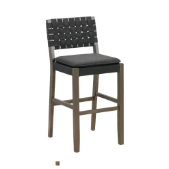 Faux Leather Woven Bar Stools Black (Set of 4)