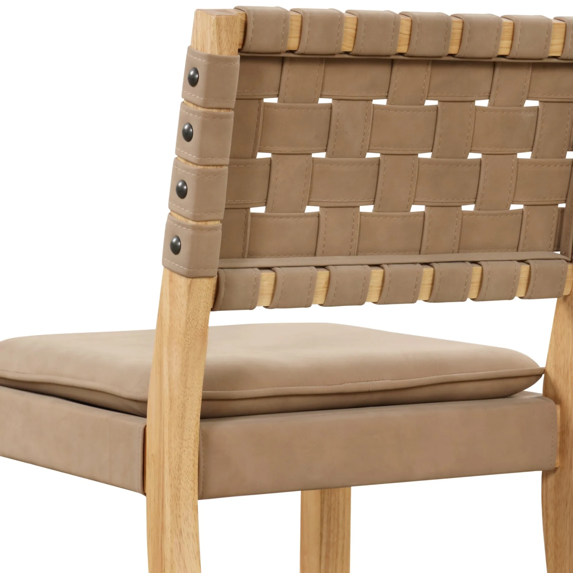 Faux Leather Woven Bar Stools Brown (Set of 2)