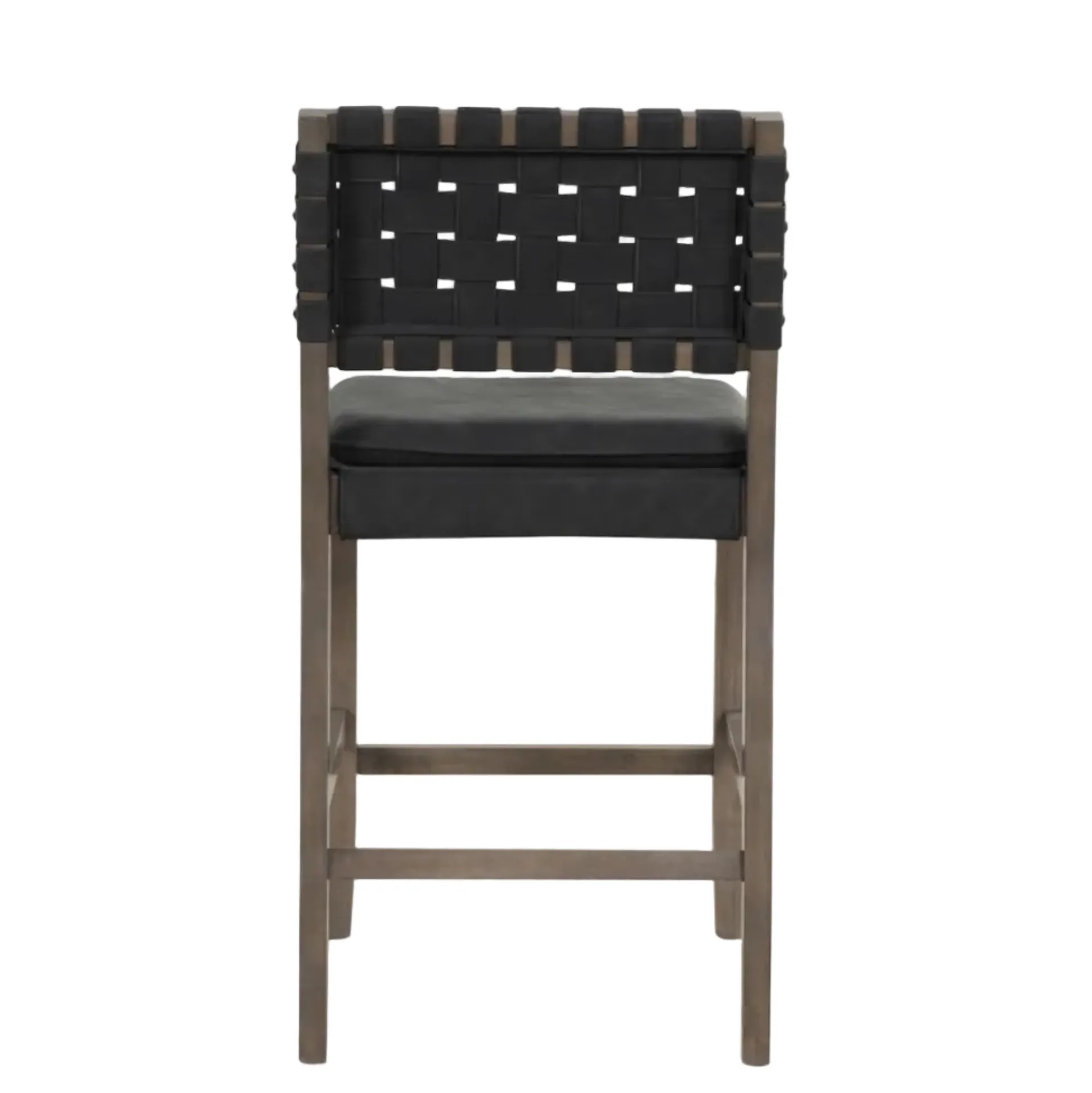 Faux Leather Woven Counter Height Bar Stools Black (Set of 4)