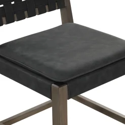 Faux Leather Woven Counter Height Bar Stools Black (Set of 3)