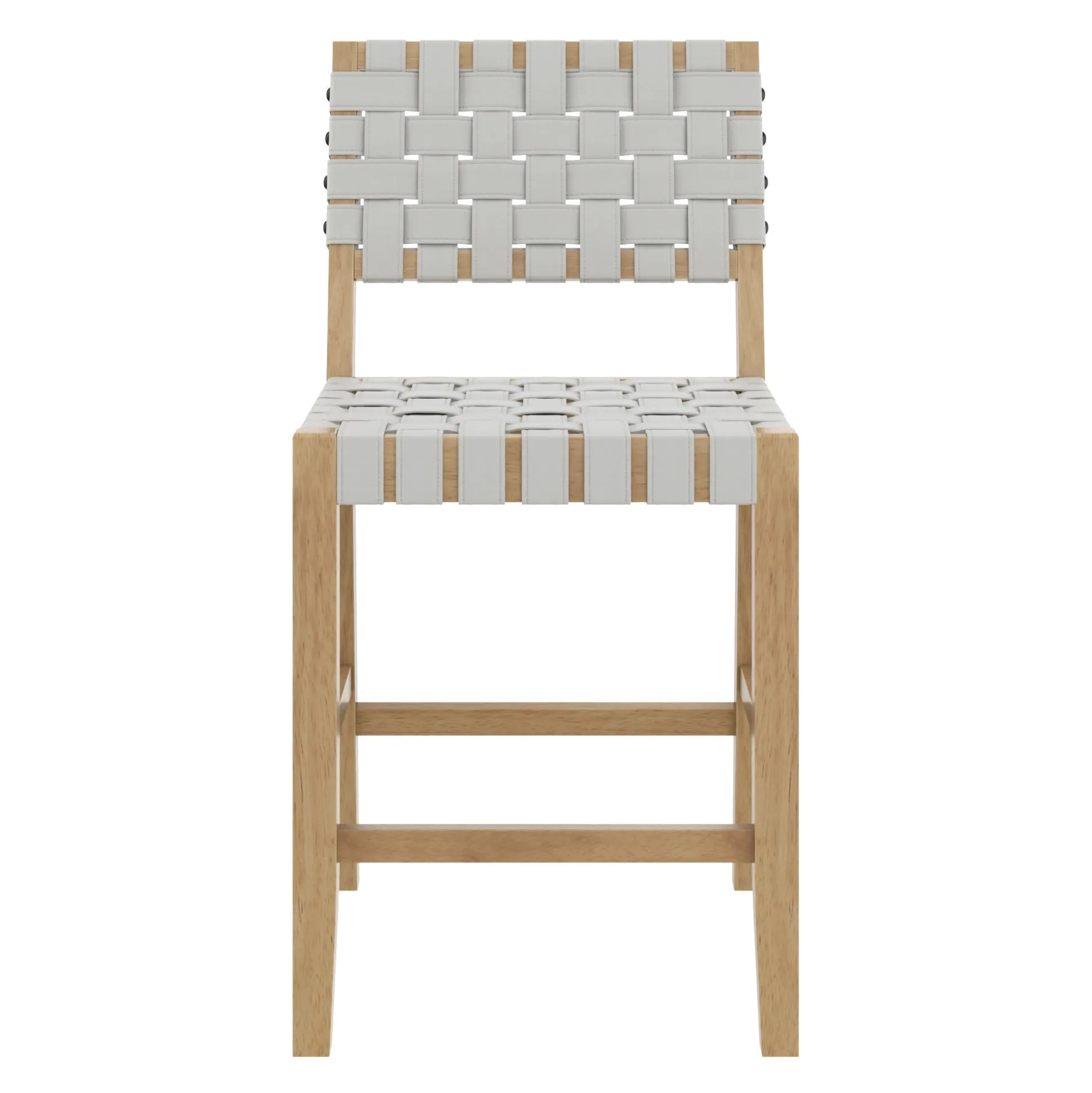Faux Leather Woven Counter Height Bar Stools Off White (Set of 3)