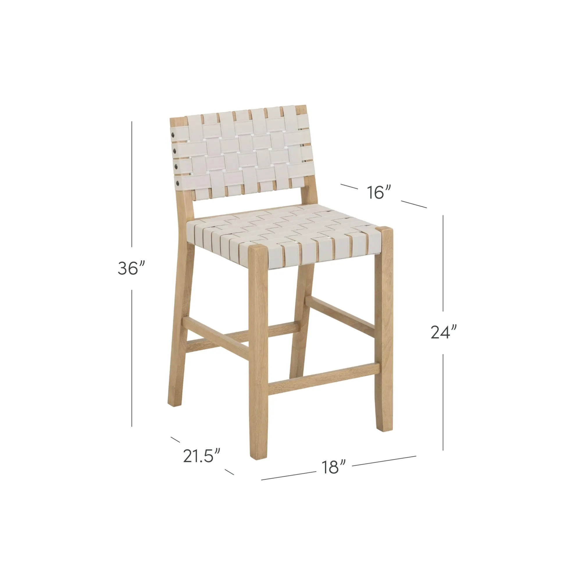 Faux Leather Woven Counter Height Bar Stools Off White (Set of 2)