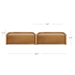 Floating 1-Drawer Rounded Nightstand Light Brown (Set of 2)