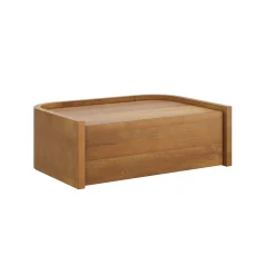 Floating 1-Drawer Rounded Nightstand Light Brown