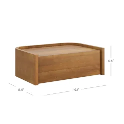 Floating 1-Drawer Rounded Nightstand Light Brown