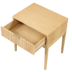 Fluted Dresser and 2 Nightstands Set Warm Pine