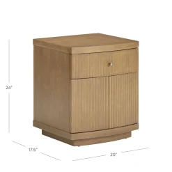 Fluted Nightstand with Drawer and Cabinet Storage Light Brown