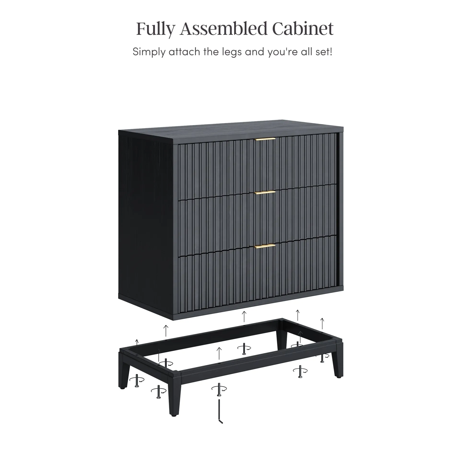 Fluted Wood Bedroom Set Black Oak