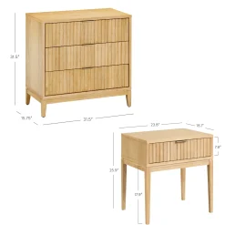 Fluted Wood Bedroom Set Warm Pine