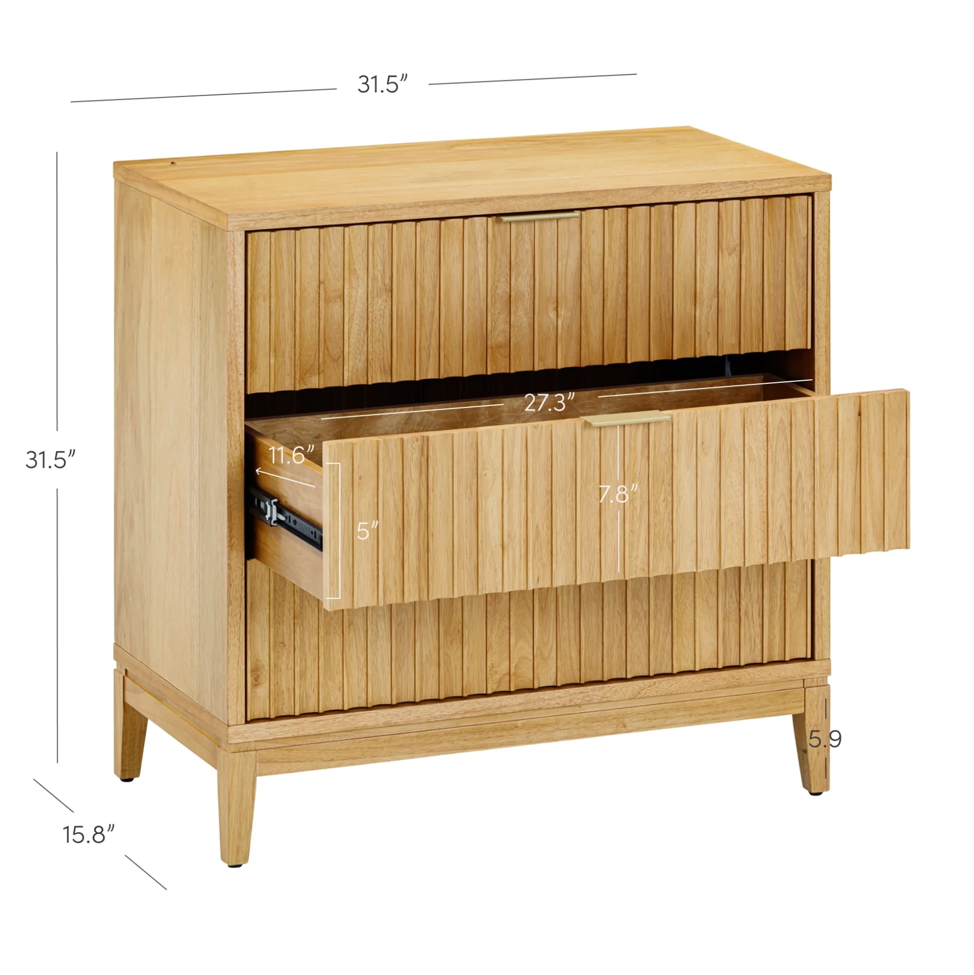 Fluted Wood Bedroom Set Warm Pine