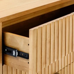 Fluted Wood Bedroom Set Warm Pine