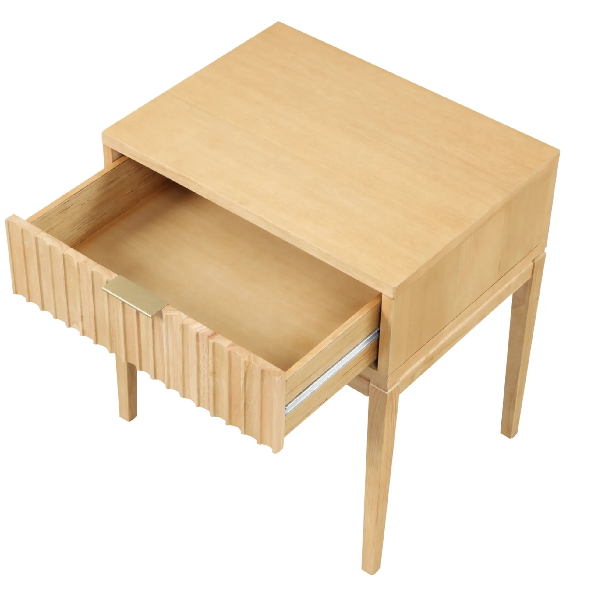 Fluted Wood Bedroom Set Warm Pine