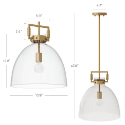 Glass Dome Pendant Lights Brass (Set of 2)