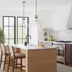 Glass Dome Pendant Lights Brass (Set of 2)