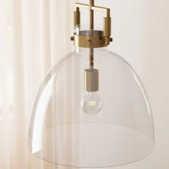 Glass Dome Pendant Lights Brass (Set of 2)