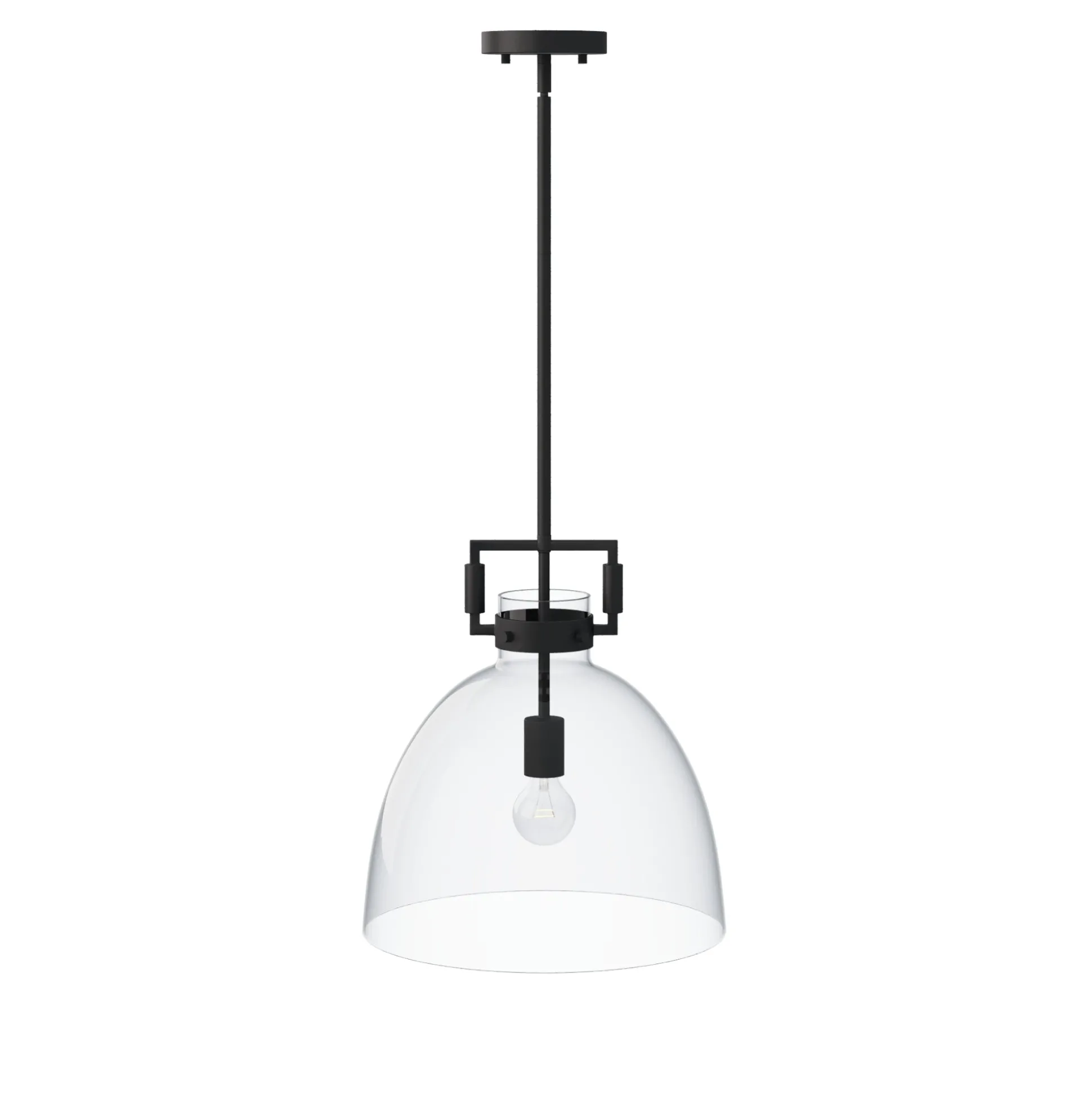 Glass Dome Shade Ceiling Pendant Light Black