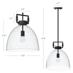Glass Dome Shade Ceiling Pendant Light Black