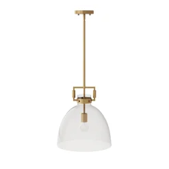 Glass Dome Shade Ceiling Pendant Light Brass