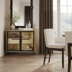 Glass TV Stand Console Cabinet with Doors for TVs up to 75