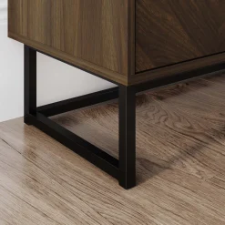 Herringbone Storage Cabinet Credenza Walnut (Set of 3)