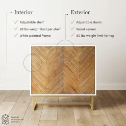 Herringbone Storage Cabinet Credenza White (Set of 3)