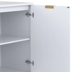 Herringbone Storage Cabinet Credenza White (Set of 3)