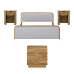 King Bedroom Set with 1 Arched Dresser and 2 Nightstands Gray/Light Brown