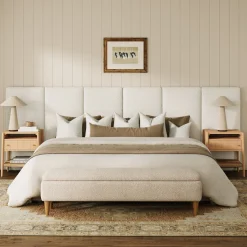 King Size Wall Mounted Oversize Upholstered Boucle Headboard