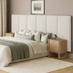 King Size Wall Mounted Oversize Upholstered Boucle Headboard