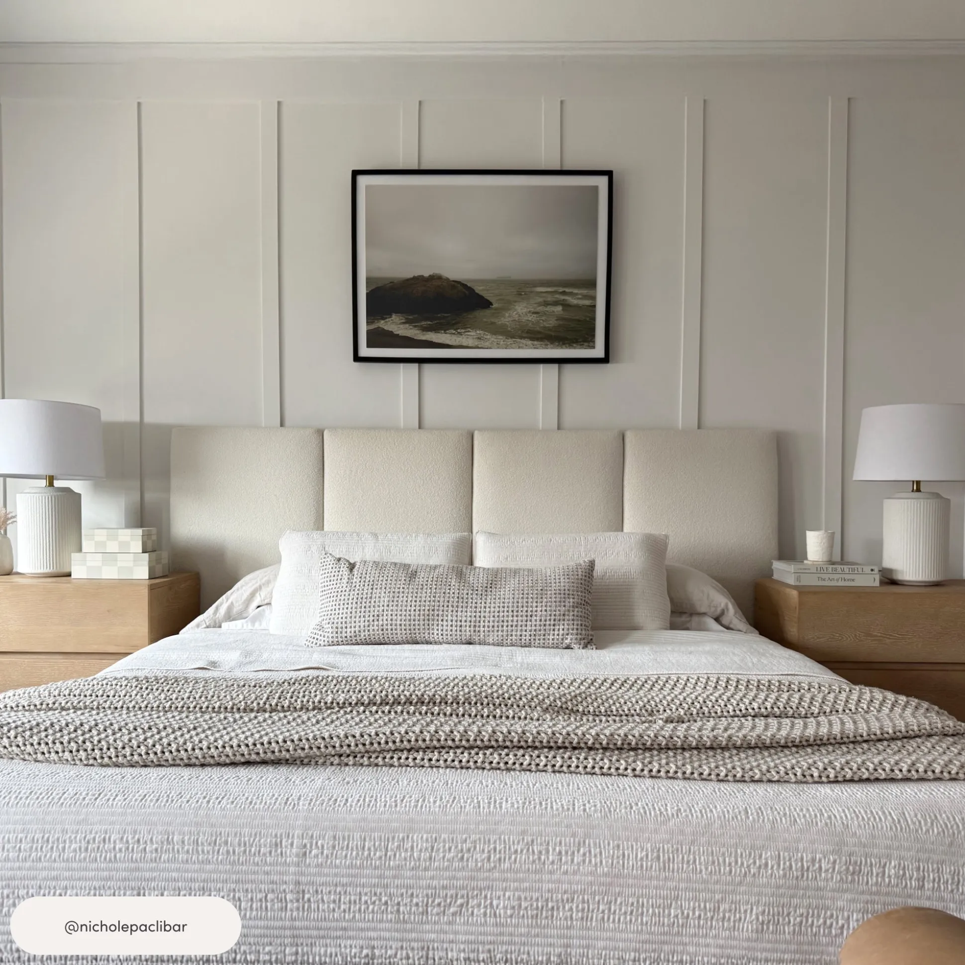 King Wall Mounted Headboard 4 Panel Boucle