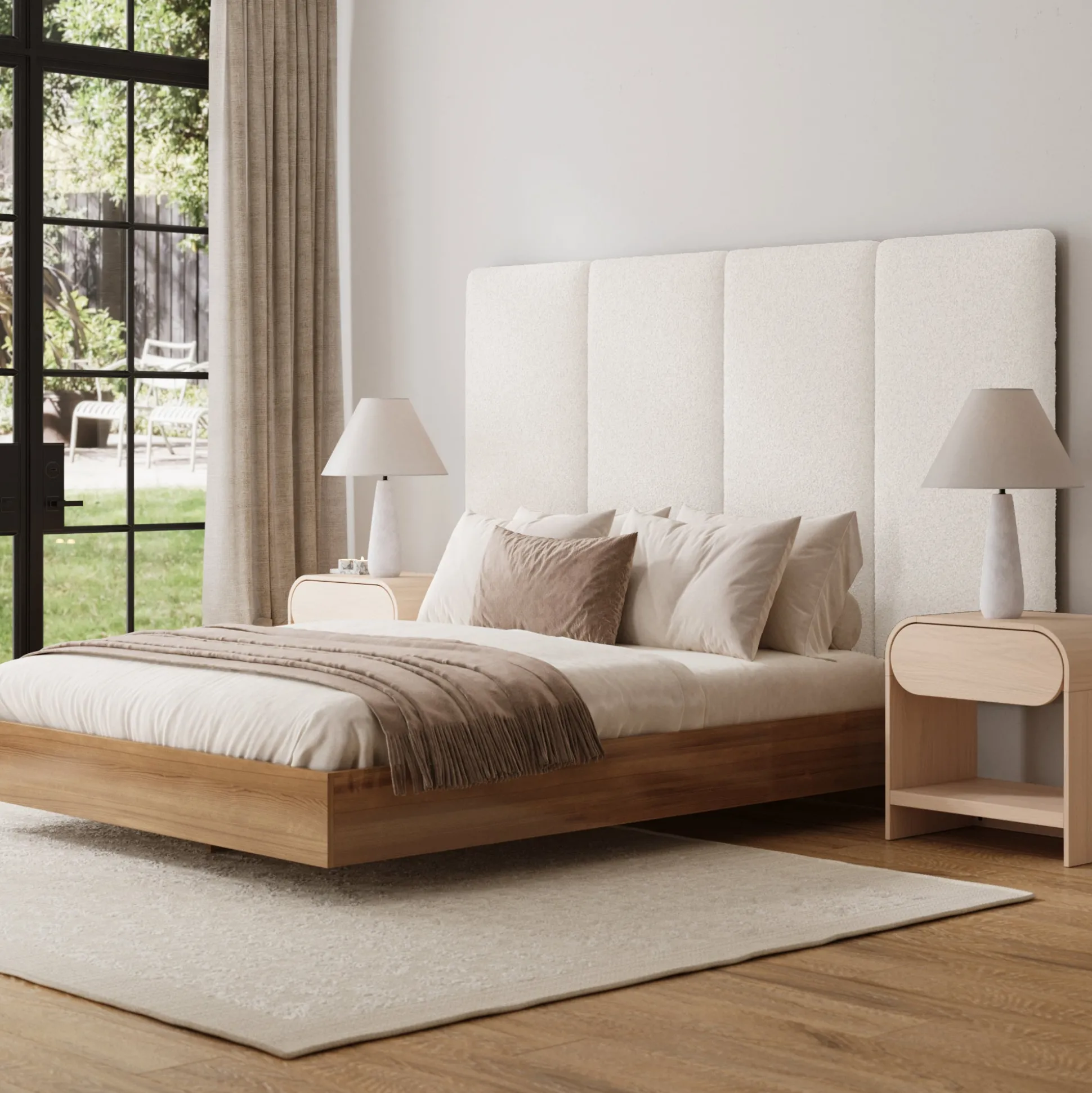 King Wall Mounted Headboard 4 Panel Boucle