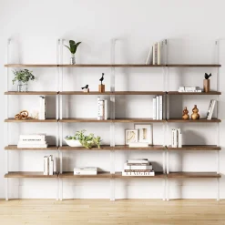 Ladder Bookshelf Oak Matte White Set of 4