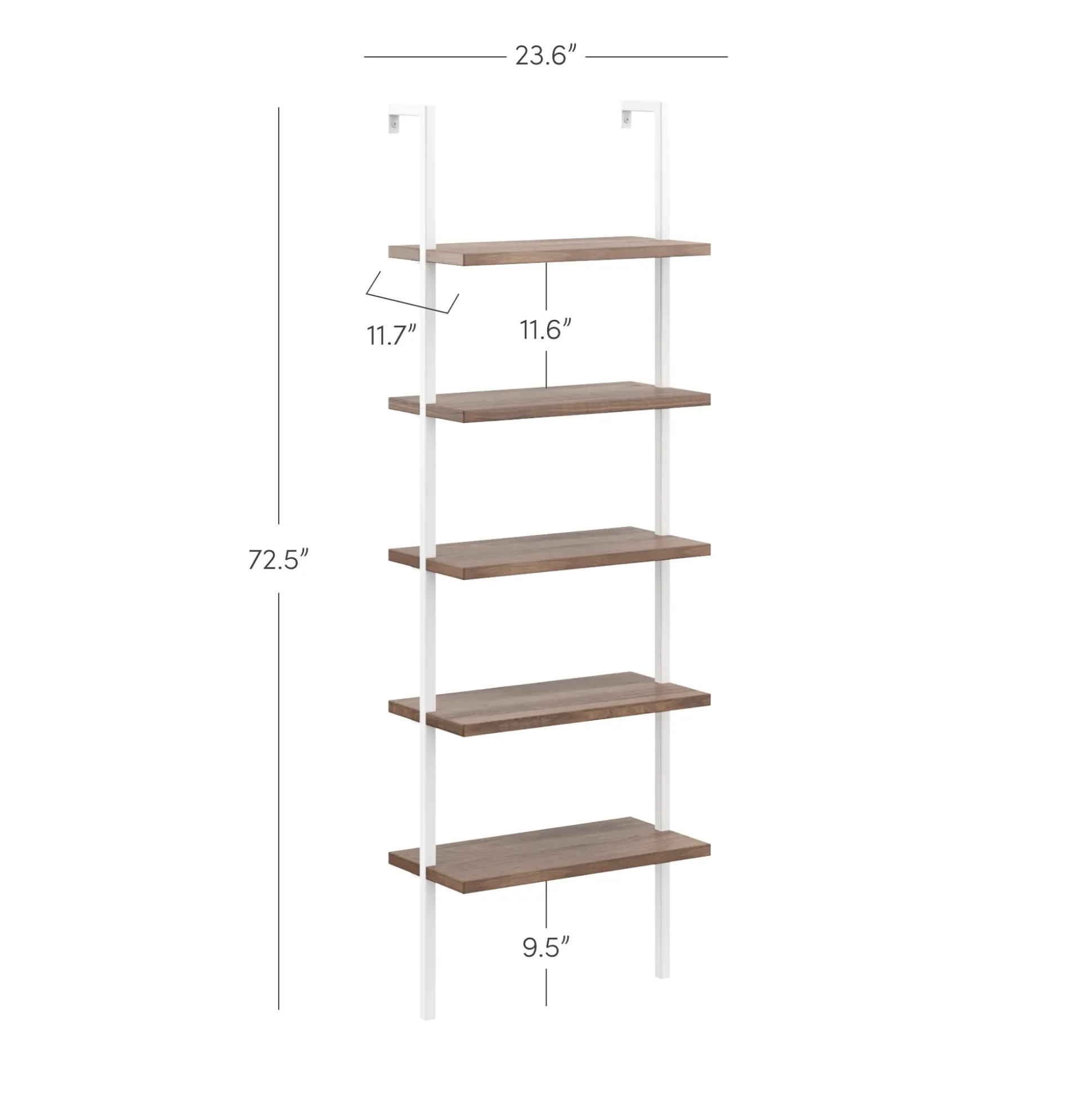 Ladder Bookshelf Oak Matte White Set of 2
