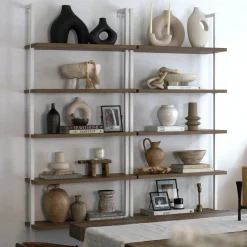 Ladder Bookshelf Oak Matte White Set of 2