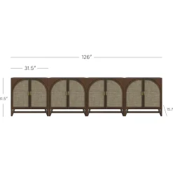 Large Arched Credenza Console Table Dark Acacia (Set of 4)