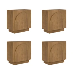 Large Arched Kitchen Cabinet Credenza Light Brown (Set of 4)