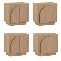 Large Arched TV Console Credenza Oak (Set of 4)