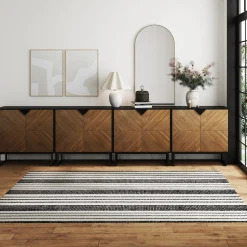 Large Brushed Fir Credenza Console Table (Set of 4)