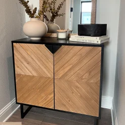 Large Brushed Fir Credenza Console Table (Set of 4)