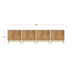 Large Herringbone Kitchen Storage Credenza White (Set of 4)