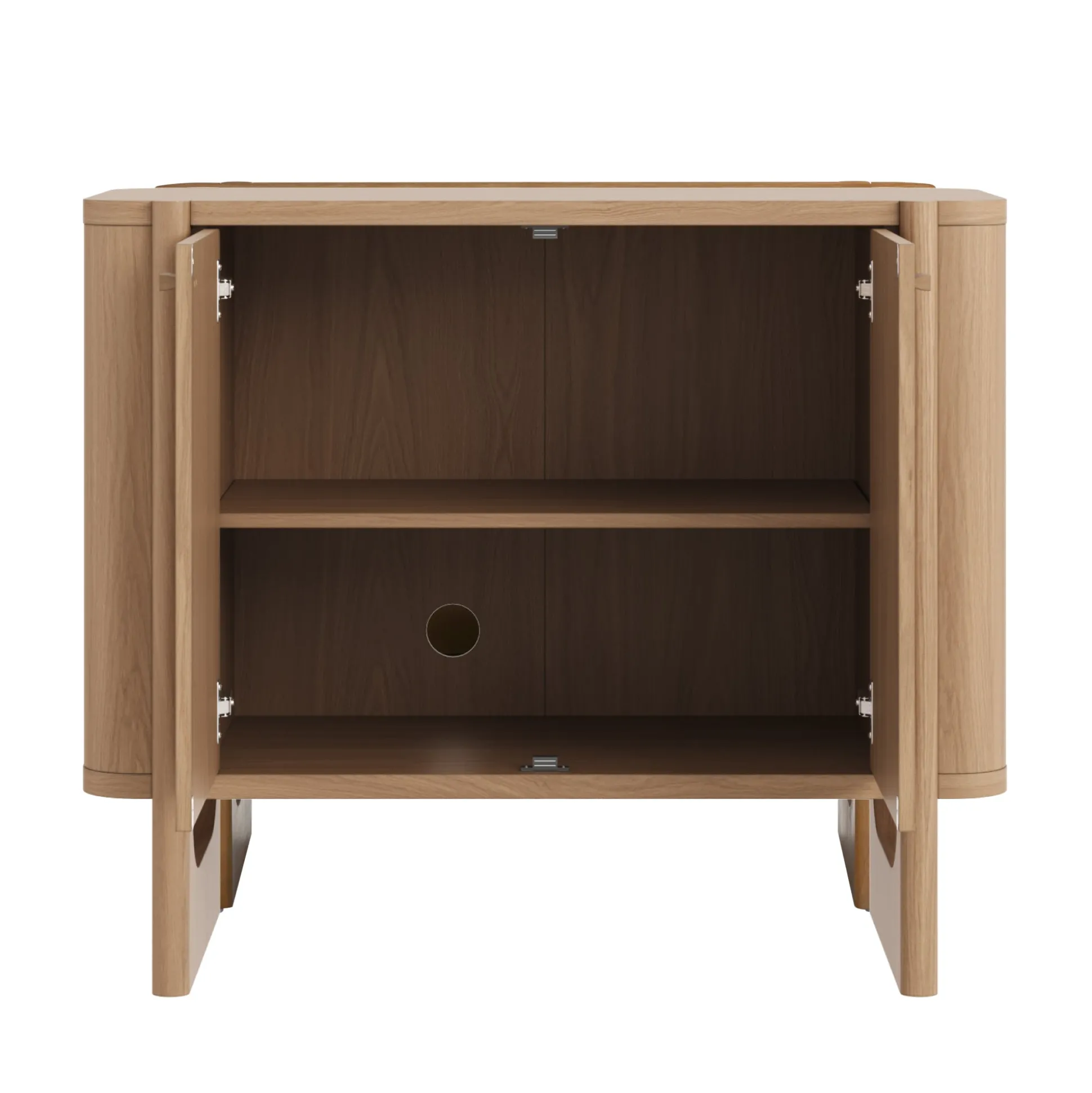 Large Mid-Century Modern Solid Wood Credenza Raw Oak (Set of 4)
