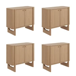 Large Mid-Century Modern Solid Wood Credenza Raw Oak (Set of 4)