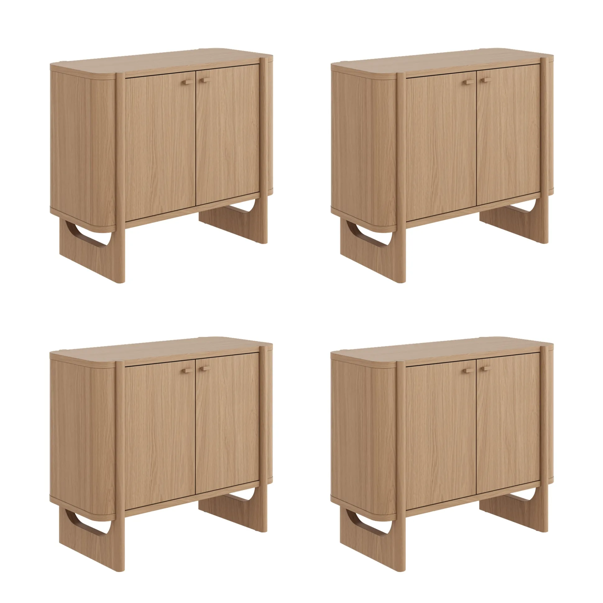 Large Mid-Century Modern Solid Wood Credenza Raw Oak (Set of 4)