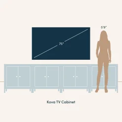 Large Rattan Credenza Console Table Walnut (Set of 4)