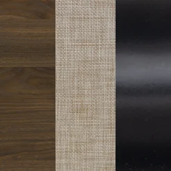 Large Rattan Credenza Console Table Walnut (Set of 4)