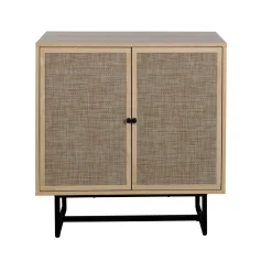 Large Rattan Credenza Console Table Oak (Set of 4)
