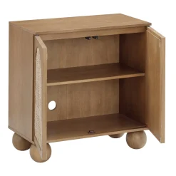 Large Seagrass Arched Storage Cabinet Credenza Light Brown (Set of 4)