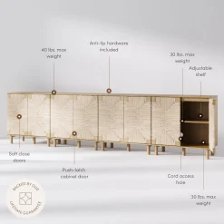 Large Seagrass Storage Cabinet Credenza Brown (Set of 4)