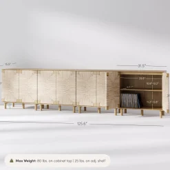 Large Seagrass Storage Cabinet Credenza Brown (Set of 4)