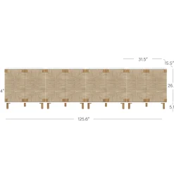 Large Seagrass Storage Cabinet Credenza White (Set of 4)